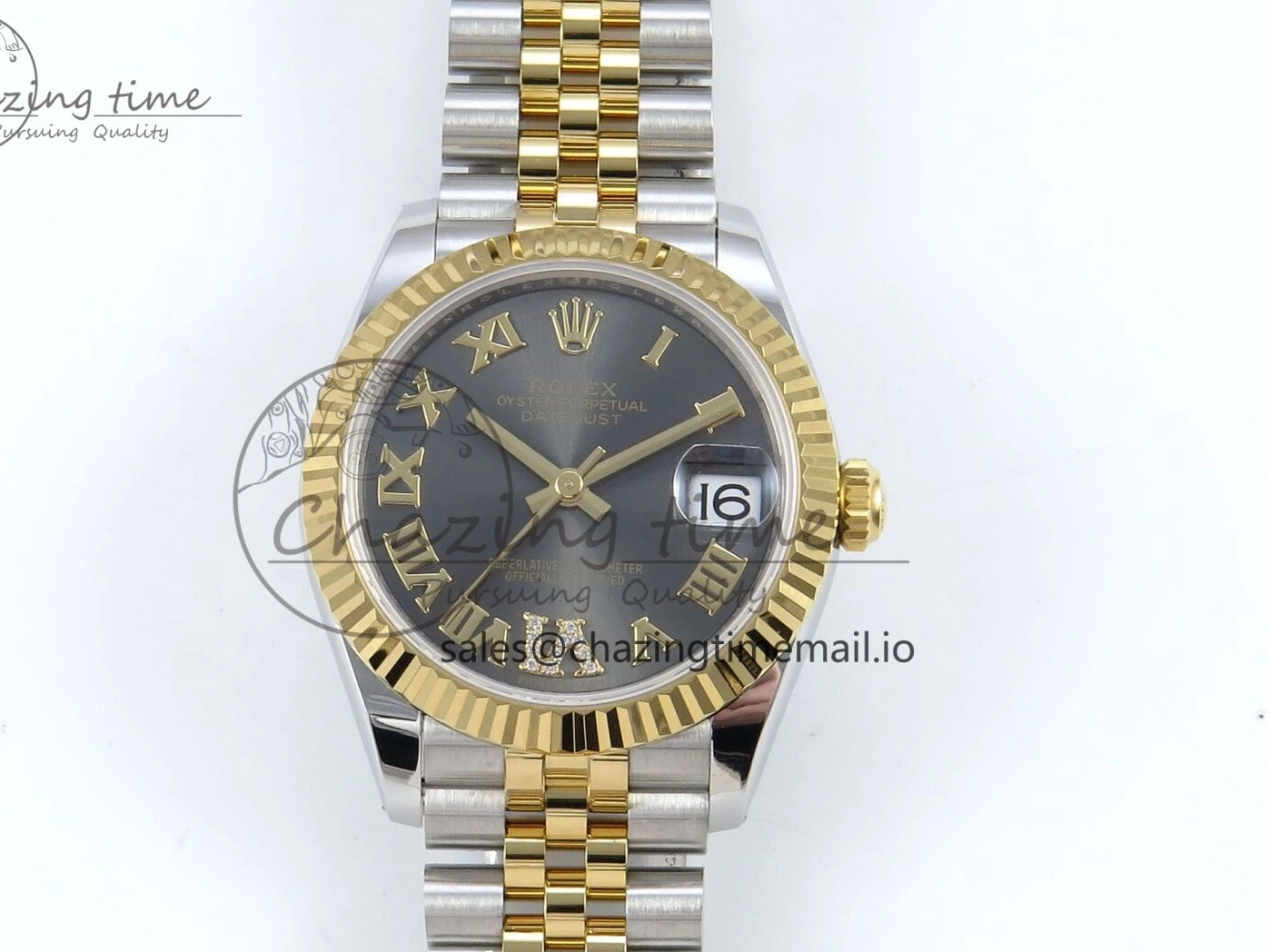 0228 DateJust 31 278273 ARF 1:1 Best Edition 904L Steel Gray Roman Diamonds Dial on SS YG Jubilee Bracelet ETA Comfortable 564